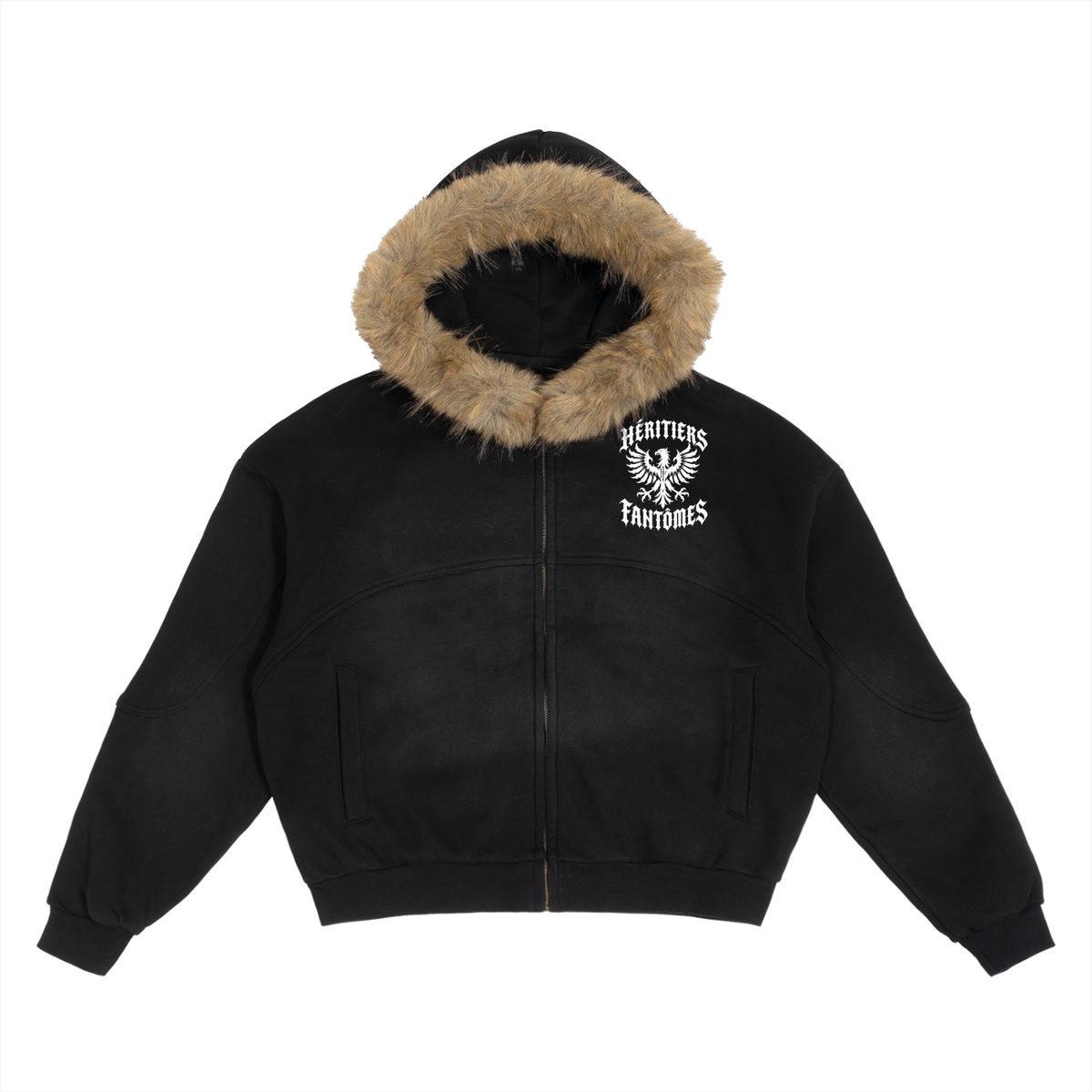 HÉRITIERS FANTÔMES // SKELETON FUR ZIP HOODIE
